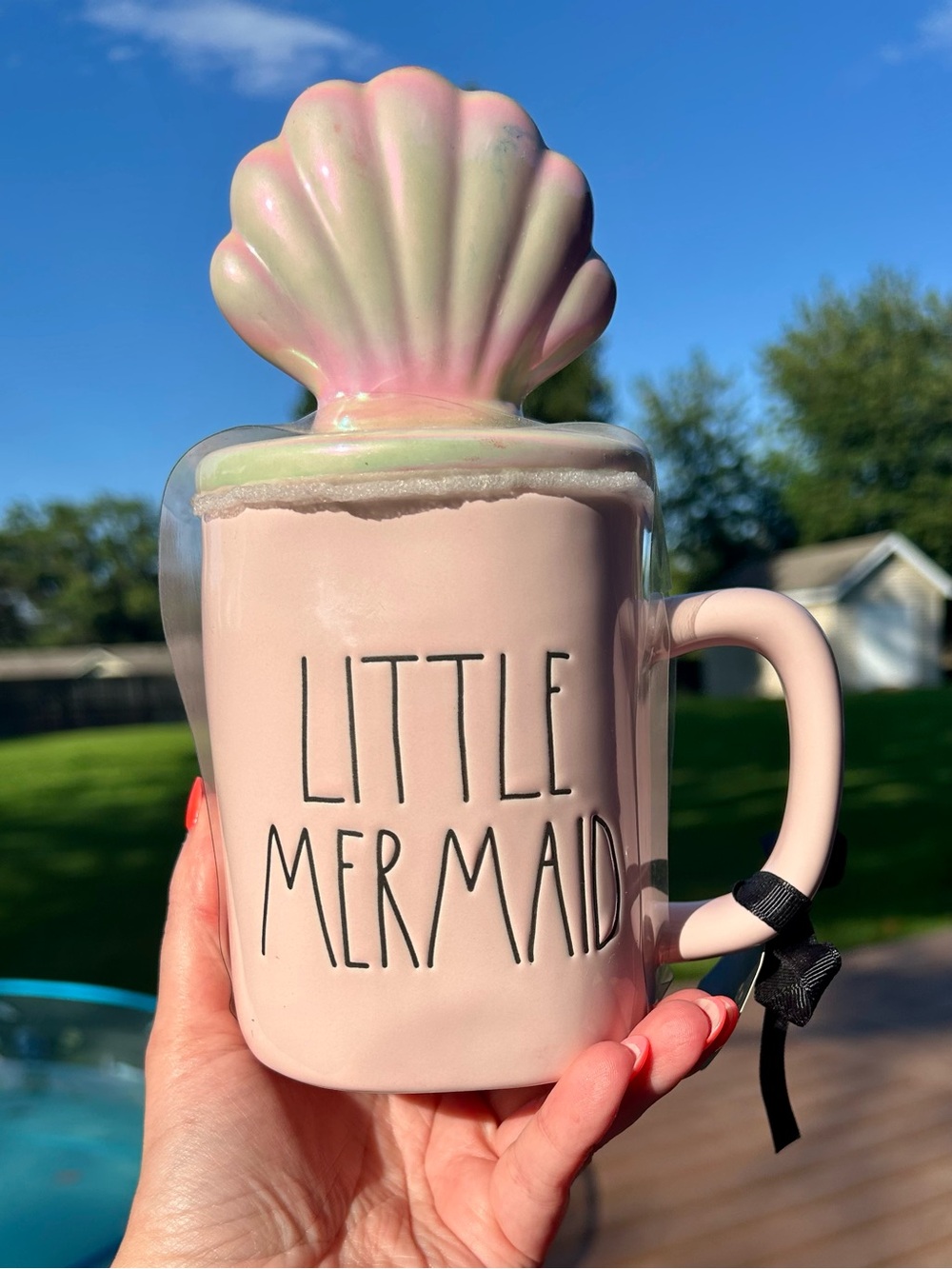 Rae Dunn Disney Princess Ariel "Little Mermaid" Coffee Mug with Seashell Topper